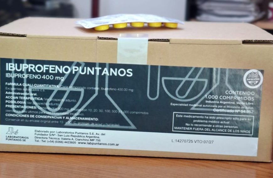 Salud informó a la ANMAT el extravío de un lote de ibuprofeno