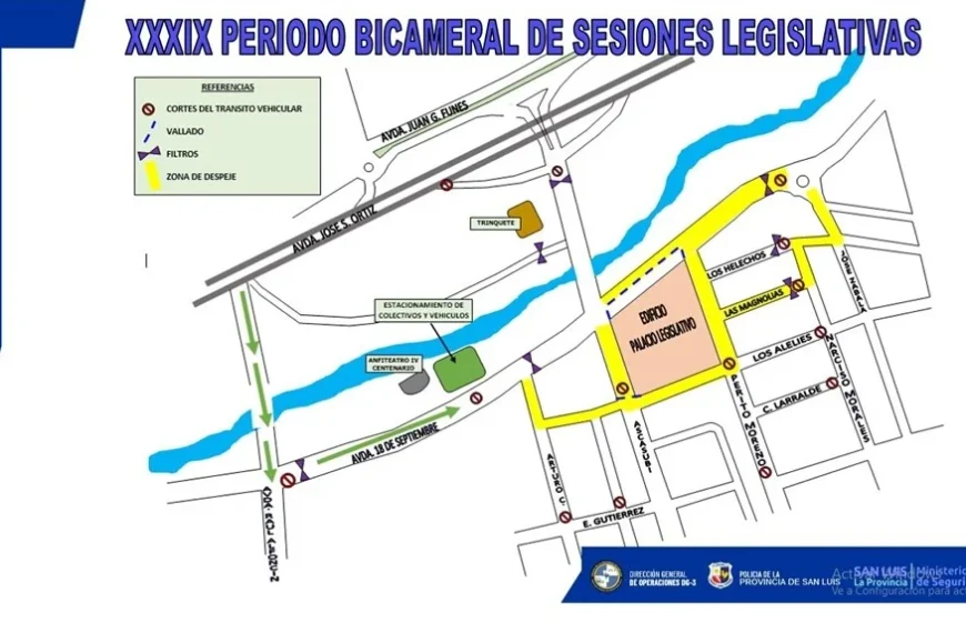 Cuáles serán las calles cortadas por la Apertura de Sesiones en la Legislatura