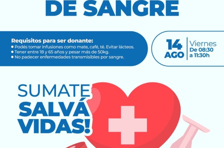 Convocan a una nueva jornada de donación de sangre en el Hospital Central